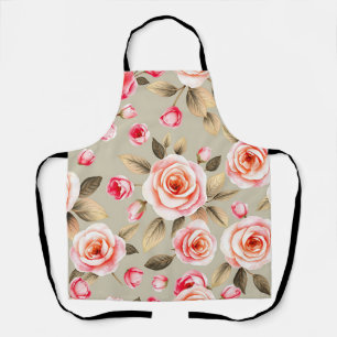 Romantisch roze roos bloemmotief schort