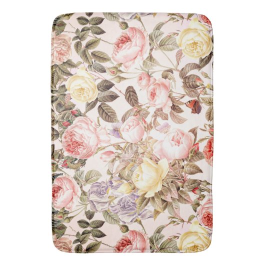 Romantisch roze  roos bloempatroon badmat (Voorkant Verticaal)