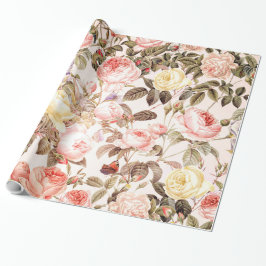 Romantisch roze roos bloempatroon cadeaupapier