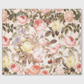 Romantisch roze  roos bloempatroon cadeaupapier (Vlak)