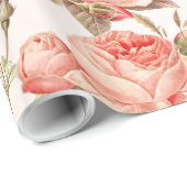Romantisch roze  roos bloempatroon cadeaupapier (Rol Hoek)