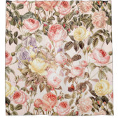 Romantisch roze roos bloempatroon douchegordijn (Voorkant)