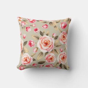 Romantisch roze roos bloempatroon kussen