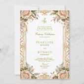 Romantisch roze rose gold bruiloft kaart (Voorkant)