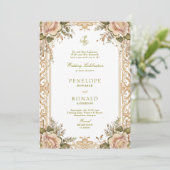 Romantisch roze rose gold bruiloft kaart (Staand voorkant)