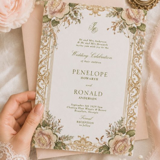 Romantisch roze rose gold bruiloft kaart