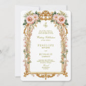 Romantisch roze rose gold bruiloft kaart (Voorkant)