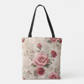 Romantisch Roze Rose Patroon Tas (Achterkant)