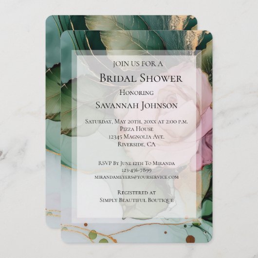 Romantisch Roze Rose Wit Goud Bloemen Vrijgezellen Kaart (Voorkant / Achterkant)