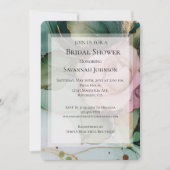 Romantisch Roze Rose Wit Goud Bloemen Vrijgezellen Kaart (Voorkant)