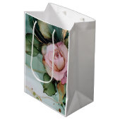 Romantisch Roze Rose Wit Goud Bloemen Vrijgezellen Medium Cadeauzakje (Voorkant Gekanteld)