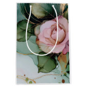 Romantisch Roze Rose Wit Goud Bloemen Vrijgezellen Medium Cadeauzakje (Voorkant)