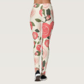 Romantisch Roze Roze Bloemen Patroon Leggings (Achterkant)