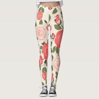 Romantisch Roze Roze Bloemen Patroon Leggings