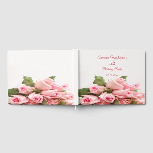 Romantisch Roze Roze Boeket Verjaardag Gastenboek (Volledig)