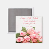 Romantisch Roze Roze Boeket Verjaardag Save The Da Magneet (Voorkant / Achterkant)