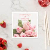Romantisch Roze Roze Boeket Verjaardag Servet (Insitu)