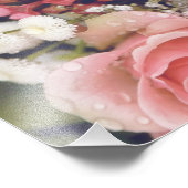 Romantisch roze rozen bloemboeket foto afdruk (Hoek)