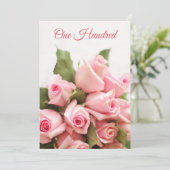 Romantisch Roze Rozen Boeket 100ste Verjaardag Kaart (Staand voorkant)