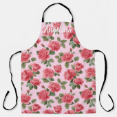 Romantisch Roze Rozen Botanisch Patroon Maatwerk Schort (Voorkant)