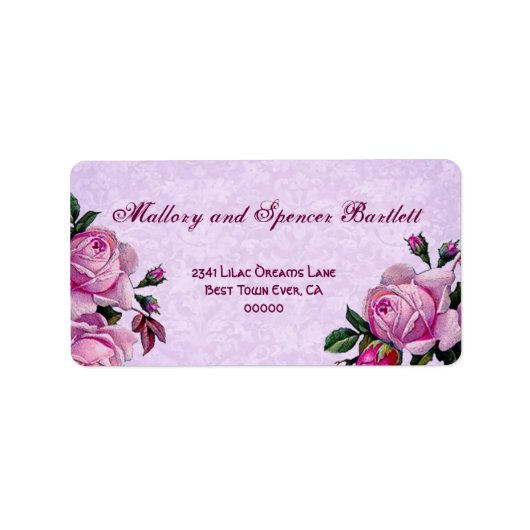  romantisch roze rozen bruiloft ver 002 etiket (Voorkant)