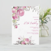 Romantisch Roze Rozen Decoratie Verjaardagsfeest Kaart (Staand voorkant)