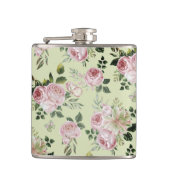 Romantisch roze rozen floreel patroonkatoen shabby heupfles (Voorkant)