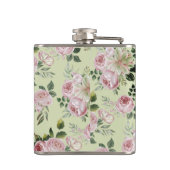 Romantisch roze rozen floreel patroonkatoen shabby heupfles (Achterkant)