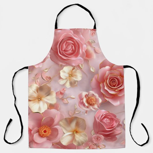 Romantisch roze rozen motief schort (Voorkant)