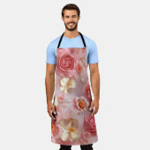 Romantisch roze rozen motief schort (Gedragen)