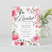 Romantisch Roze Rozen Tuin Vrijgezellenfeest Brunc Kaart (Staand voorkant)