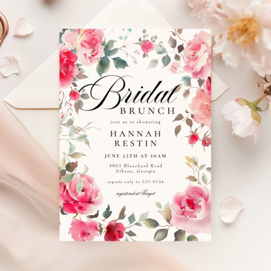 Romantisch Roze Rozen Tuin Vrijgezellenfeest Brunc Kaart