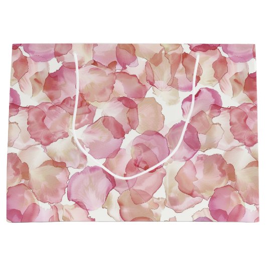 Romantisch Roze Rozenblaadjes Bloemen Vrijgezellen Groot Cadeauzakje (Voorkant)