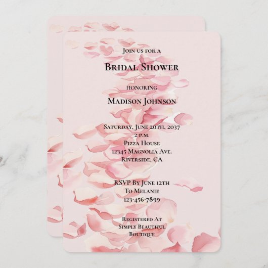 Romantisch Roze Rozenblaadjes Bloemen Vrijgezellen Kaart (Voorkant / Achterkant)