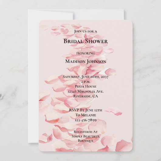 Romantisch Roze Rozenblaadjes Bloemen Vrijgezellen Kaart (Voorkant)