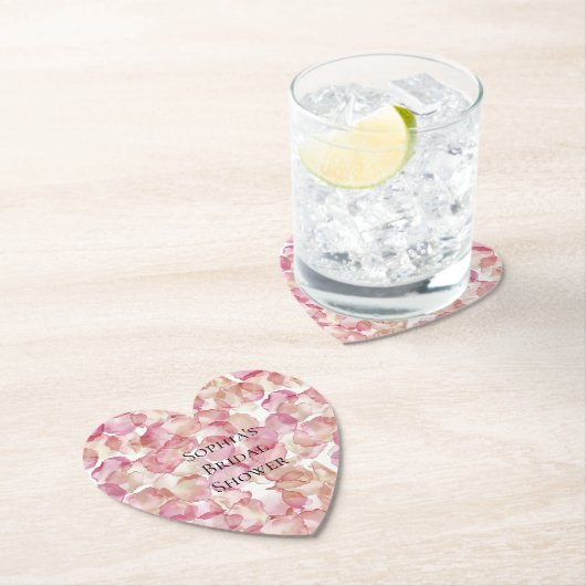 Romantisch Roze Rozenblaadjes Bloemen Vrijgezellen Kartonnen Onderzetters (Insitu)