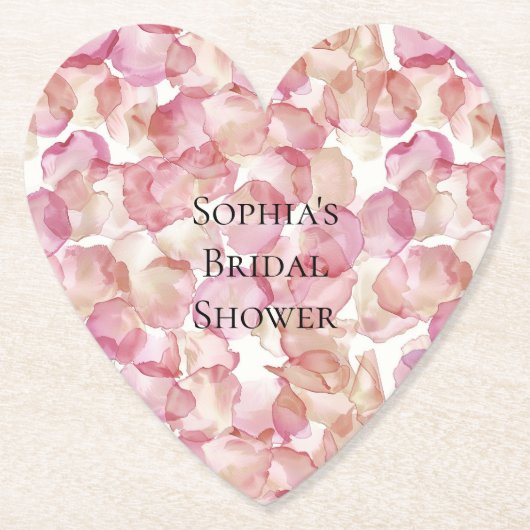 Romantisch Roze Rozenblaadjes Bloemen Vrijgezellen Kartonnen Onderzetters (Voorkant)