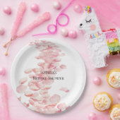 Romantisch Roze Rozenblaadjes Bloemen Vrijgezellen Papieren Bordje (Feest)