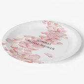 Romantisch Roze Rozenblaadjes Bloemen Vrijgezellen Papieren Bordje (Gekanteld)