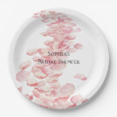 Romantisch Roze Rozenblaadjes Bloemen Vrijgezellen Papieren Bordje (Voorkant)