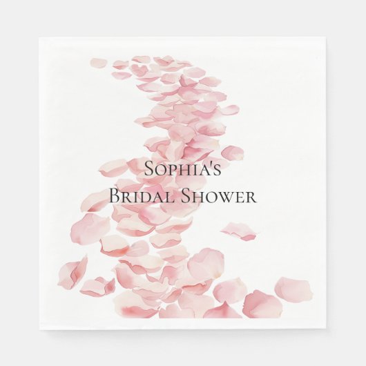 Romantisch Roze Rozenblaadjes Bloemen Vrijgezellen Servet (Voorkant)