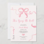 Romantisch roze strik lint waterverf vrijgezellenf kaart (Voorkant)