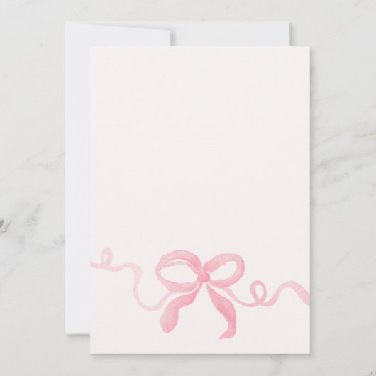 Romantisch roze strik lint waterverf vrijgezellenf kaart (Achterkant)