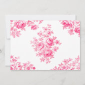 Romantisch Roze Toile Bloem Repetitie Diner Kaart (Achterkant)