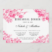 Romantisch Roze Toile Bloem Repetitie Diner Kaart (Voorkant / Achterkant)