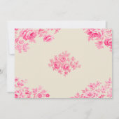 Romantisch Roze Toile Bloem Repetitie Diner Kaart (Achterkant)