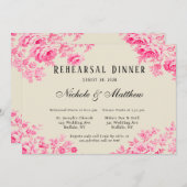 Romantisch Roze Toile Bloem Repetitie Diner Kaart (Voorkant / Achterkant)