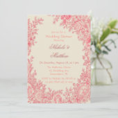  Romantisch Roze Toile Bloem Trouwdouche Kaart (Staand voorkant)