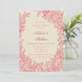  Romantisch Roze Toile Bloemenkoppels Douche Kaart (Staand voorkant)