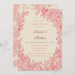  Romantisch Roze Toile Bloemenkoppels Douche Kaart